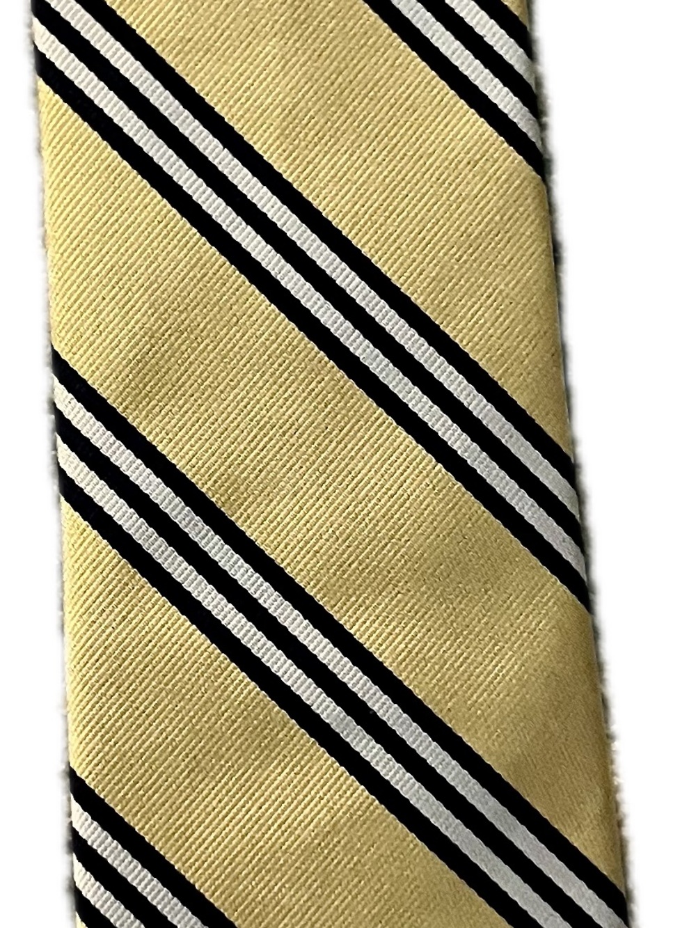 Brooks Brothers Gold Tie with Black and White Stripes